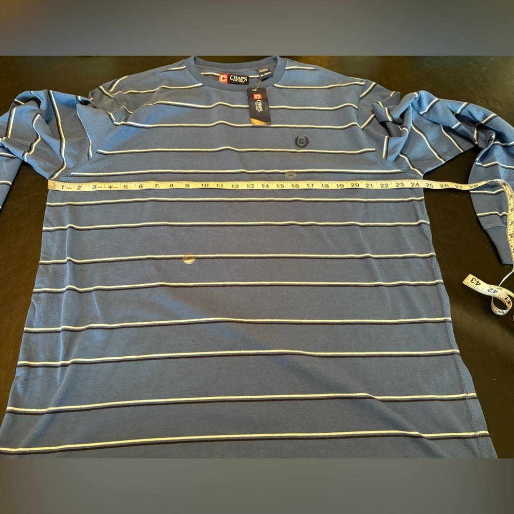 Chaps Navy and White Striped Long Sleeve Shirt NWT size XL - Picture 6 of 9